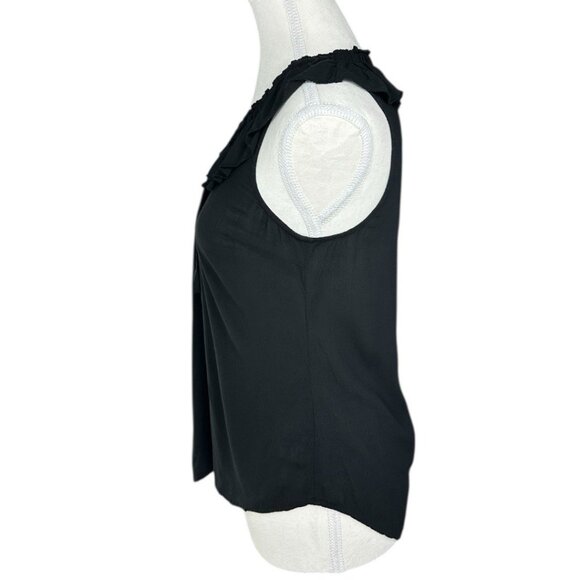 Paige Women’s Black Santina Designer Ruffle Career Sleeveless Crepe Top XS/C33 - Picture 3 of 12